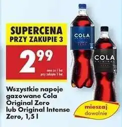 Biedronka Wszystkie napoje gazowane Cola Original Zero lub Original Intense Zero, 1,5 l oferta