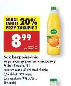 Biedronka Sok bezpośrednio wyciskany pomarańczowy Vital Fresh, 1 l oferta
