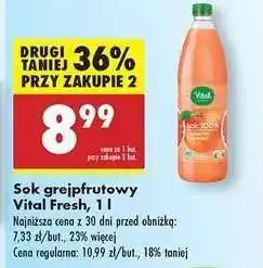 Biedronka Sok grejpfrutowy Vital Fresh, 1 l oferta