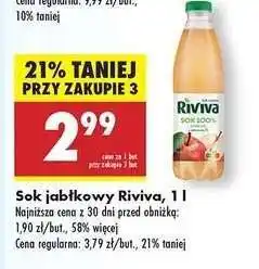 Biedronka Sok jabłkowy Riviva, 1 l oferta