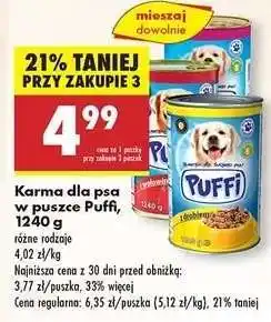 Biedronka Karma dla psa w puszce Puffi, 1240 g oferta