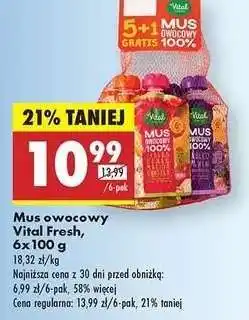 Biedronka Mus owocowy Vital Fresh, 6x100 g oferta