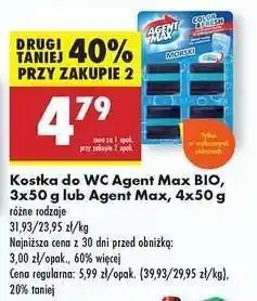 Biedronka Kostka do WC Agent Max BIO, 3x50 g lub Agent Max, 4x50 g oferta
