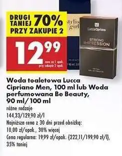 Biedronka Woda toaletowa Lucca Cipriano Men, 100 ml lub Woda perfumowana Be Beauty, 90 ml/100 ml oferta