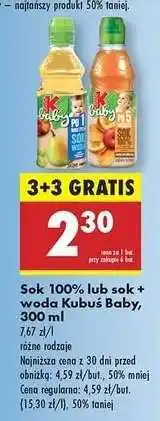 Biedronka Sok 100% lub sok + woda Kubus Baby, 300 ml oferta