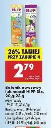 Biedronka Batonik owocowy lub musli HiPP Bio, 20 g-23 g oferta