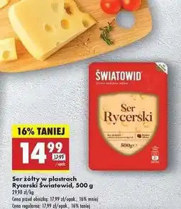 Biedronka Ser żółty w plastrach Rycerski Światowid, 500 g oferta