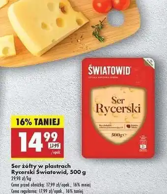 Biedronka Ser żółty w plastrach Rycerski Światowid, 500 g oferta