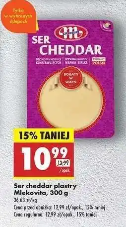 Biedronka Ser cheddar plastry Mlekovita , 300 g oferta