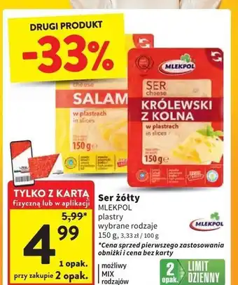 Intermarche Ser królewski z kolna - plastry Mlekpol oferta