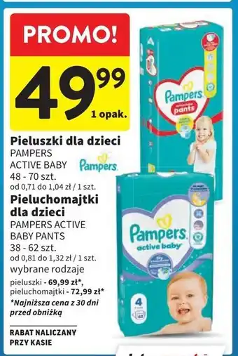 Intermarche Pieluszki dla dzieci maxi plus Pampers Active Baby oferta