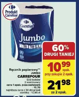 Carrefour Ręcznik papierowy jumbo Carrefour Essential oferta