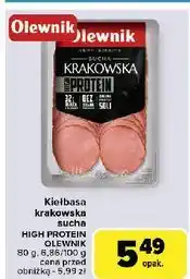 Carrefour Kiełbasa krakowska sucha proteinowa Olewnik oferta