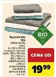 Carrefour Ręcznik bio 100 x 150 cm Tex oferta