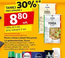 Auchan Pinsa z oliwą z oliwek klasyczna lub pełnoziarnista Tesori oferta