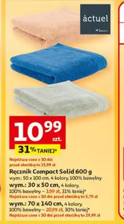 Auchan Ręcznik Compact Solid 600 g oferta