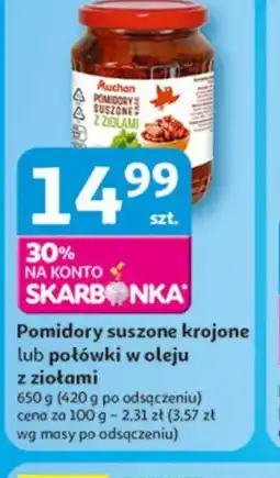 Auchan Pomidory suszone krojone lub połówki w oleju z ziołami oferta