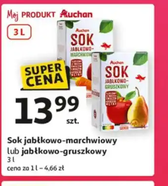 Auchan Sok jabłkowo-marchwiowy lub jabłkowo-gruszkowy Auchan oferta