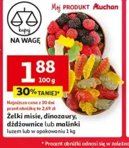 Auchan Zelki misie, dinozaury, dżdżownice lub malinki oferta