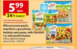 Auchan Włoszczyzna paski, marchew z groszkiem, bukiety warzywne, miks fasolek lub mieszanki Hortex oferta