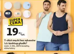 Auchan T-shirt męski bez rękawów lub tanktop gładki oferta