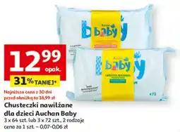 Auchan Chusteczki nawilżane dla dzieci 3x64szt oferta