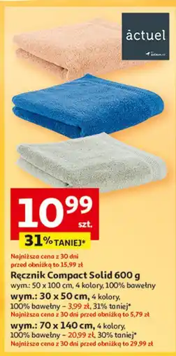 Auchan Ręcznik compact solid 70 x 140 cm Actuel oferta