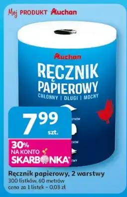 Auchan Ręcznik papierowy 300 listków Auchan Różnorodne (Logo Czerwone) oferta