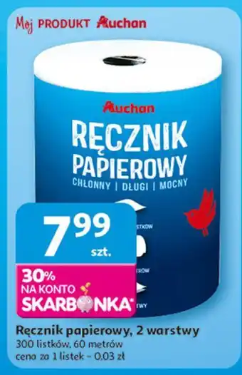 Auchan Ręcznik papierowy 300 listków Auchan Różnorodne (Logo Czerwone) oferta