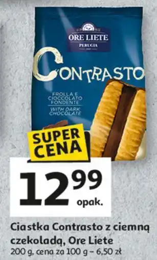 Auchan Ciastka contrasto z ciemną czekoladą Ore Liete oferta