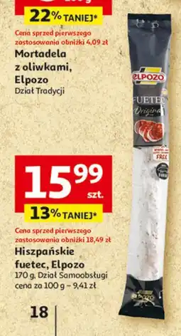 Auchan Fuet hiszpański Elpozo oferta