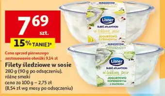 Auchan Śledź atlantycki w lekkim sosie jogurtowo koperkowym z ogórkiem Lisner oferta