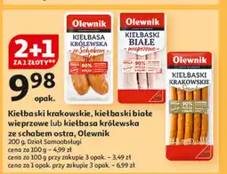 Auchan Kiełbaski krakowskie z szynki Olewnik oferta