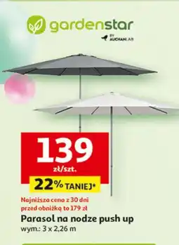 Auchan Parasol push up 3 x 2.26 m Garden Star oferta