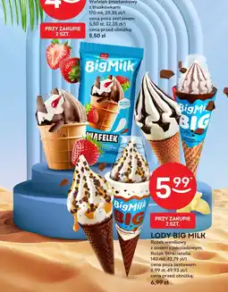 Żabka Lody Big Milk Rożek waniliowy z sosem czekoladowym, Rożek Stracciatella 140 ml oferta