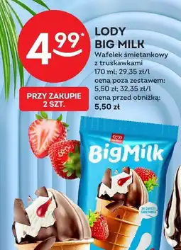 Żabka Lody Big Milk Wafelek śmietankowy z truskawkami 170 ml oferta