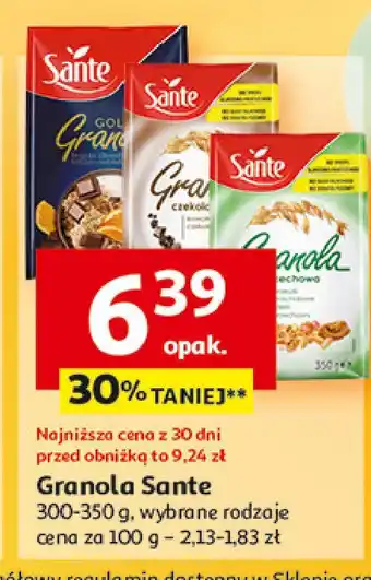Auchan Granola belgijska czekolada i pomarańcza Sante granola gold oferta
