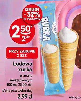 Żabka Lody Lodowa rurka o smaku śmietankowym 100 ml Purka oferta