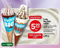 Żabka Lody Big Milk rożek waniliowy, stracciatella 140ml oferta