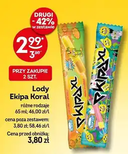 Żabka Lody Ekipa Koral różne rodzaje 65ml oferta