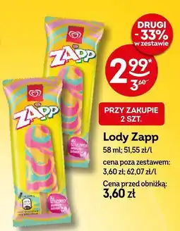 Żabka Lody Zapp 58ml oferta