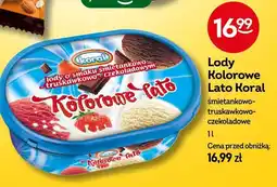 Żabka Lody Kolorowe Lato Koral śmietankowo-truskawkowo-czekoladowe 1l oferta