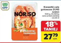 Carrefour Krewetki całe gotowane 31/40 NORSO oferta