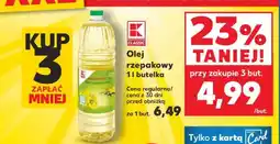 Kaufland Olej rzepakowy 1l butelka oferta