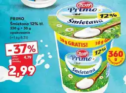 Kaufland PRIMO Śmietana 12% tł. 330 g + 30 g opakowanie oferta