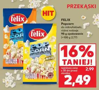 Kaufland FELIX Popcorn do mikrofalówki, różne rodzaje 90 g opakowanie oferta