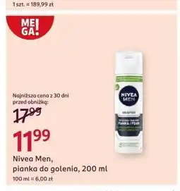Rossmann Pianka do golenia natychmiastowa ochrona Nivea Men Sensitive oferta