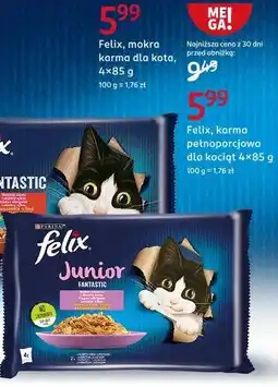 Rossmann Karma dla kota kurczak + łosoś Purina Felix Junior oferta