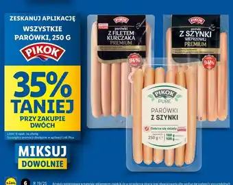 Lidl Parówki z szynki Pikok Pure oferta