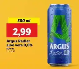 Lidl Piwo aloe vera Argus Radler 0% oferta